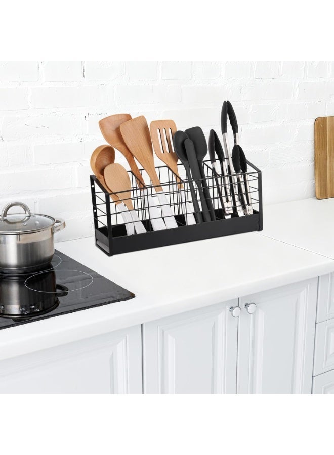 FUOE Wall-mounted kitchen dish rack - silicone coated dish organizer with chopstick holder and diatomaceous earth base. A countertop storage rack for spoons, forks, and kitchen utensils, this space-saving modern kitchen dish rack offers convenient storage. - Image 3